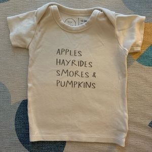 Finn + Emma “Apples, Hayrides, S’mores & Pumpkins” graphic tee. Size 12-24mo.